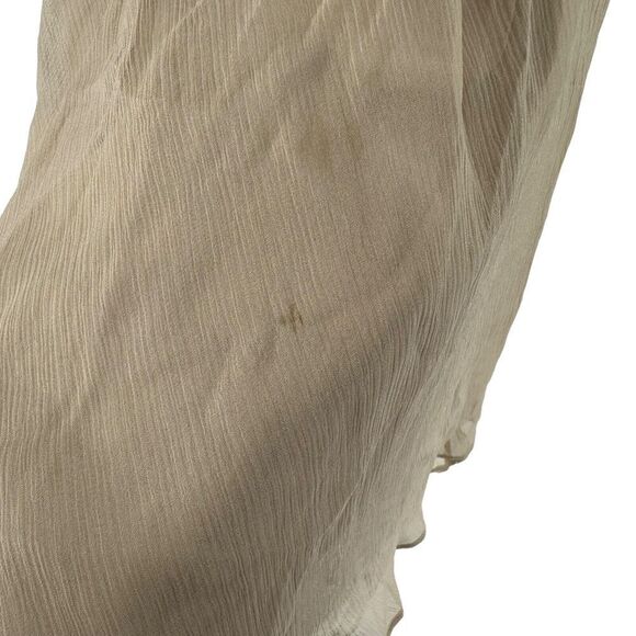 Milly Silk Beaded Halter Dress Knee Length Beige Formal Size 2 Party Cocktail - Picture 8 of 15